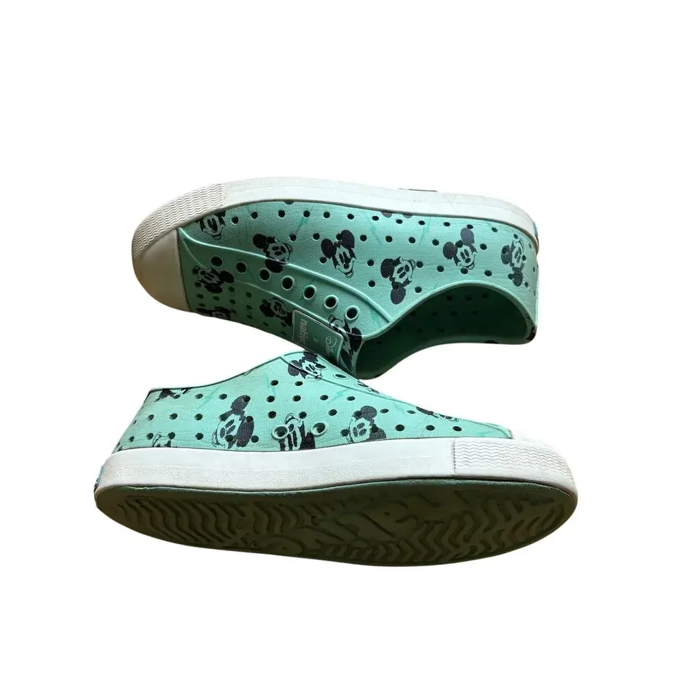 Native x Disney Mickey Mouse Jefferson Slip On Shoes Mint Green Kids